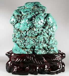 4.84 lb Green turquoise gemstone rough stone Crystal mineral specimen W stand - Picture 1 of 12