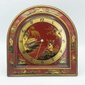 CHINESE DESIGN LACQUER CLOCK ENGLISH EASEL FABULOUS