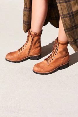 Botas Free People by Jeffrey Campbell Lucca Cuero Tostado Con Cordones Talla 8 Foto 1 de 4