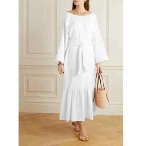 M - Mara Hoffman Natación NUEVO Blanco Augusta Corbata Cintura Vestido Cubre 1118SM - Imagen 1 de 4