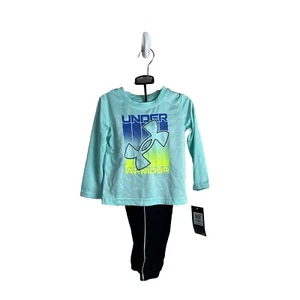 Under Armour Baby Jungen 2-teiliges Jogginghose Oberteil Set 18M Neon Türkis Blau Neu mit Etikett - Bild 1 von 9