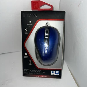 IHome Ergonomic Wireless Desktop Mouse AutoSync USB Click Wheel Battery Blue - Picture 1 of 3