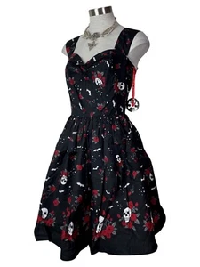 ABITO TATUAGGIO ANNI '50 BAMBOLA CONIGLIO ACONITO TESCHIO GOTH PIN UP BALLO ROCKABILLY 4516 - Foto 1 di 6