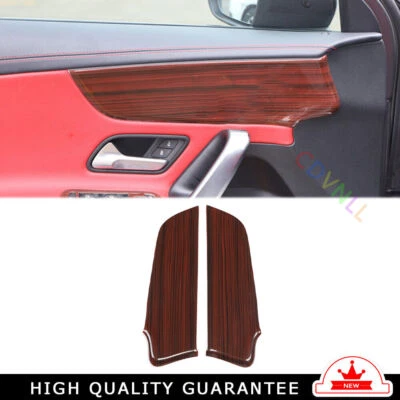 Inner Door Panel Cover Trim 2PCS Fit For Mercedes Benz AMG35 2019~2021 Red Wood - Image 1 of 4
