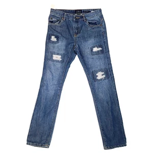 Lucky Brand Juniors Billy Straight Leg Jeans Blue Distressed Denim Size 01/17 - Picture 1 of 11