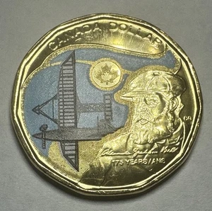 2022 Canadian $1 Loonie Birth of Alexander Graham Bell 175th Annv Colorized Coin - Picture 1 of 7