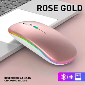 Rechargeable Slim Wireless Mouse Bluetooth 5.2+ 2.4G For Laptop AND PC - Picture 1 of 18