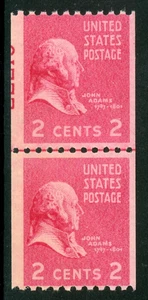 USA 1939 Prexie 2¢ John Adams Scott #850 Horizontal Line Pair MNH P547 - Picture 1 of 6