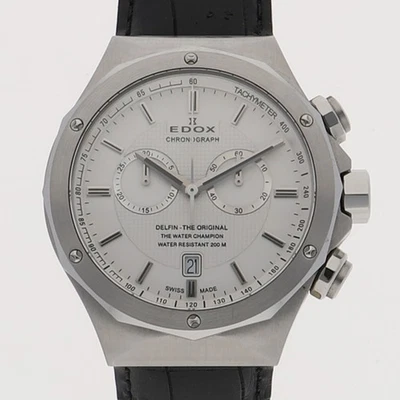 RELOJ EDOX 10106 Delphin Cronógrafo Blanco SS/cuero QZ Foto 1 de 4