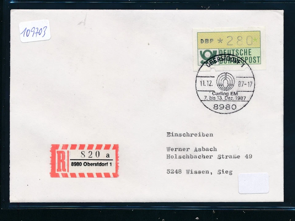 109703) Reco-Brief, RZ 8980 Oberstdorf 1 "a", SST Curling EM 1987, Winter Sport - Bild 1 von 1