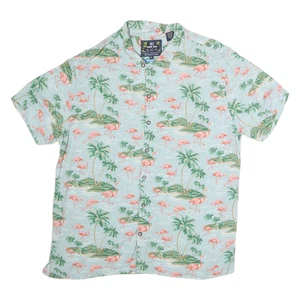 MBX Boys Blue & Pink Flamingo Print Casual Shirt XL Cotton Summer Beachwear - Picture 1 of 6