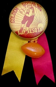 SELTEN Minnesota Gophers 1930er Football 1 3/4 Zoll Knopf mit Fußball Anhänger, SCHÖN! - Bild 1 von 4