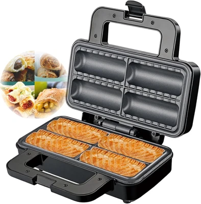 Sausage Roll Maker 4 Quick Corn Dog Maker Non-Stick Coated Plates 750W  - image 1 of 4