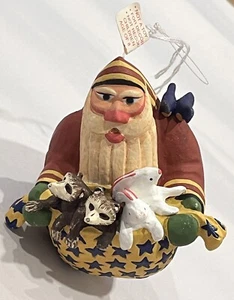 Dept 56 Robert Stebleton Noah Santa Figure With Animals Tree Ornament 5” Tall - Picture 1 of 16