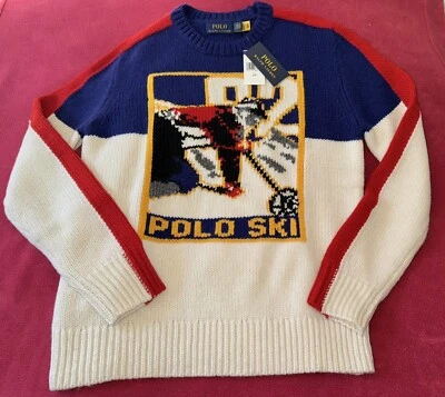 $398 Ralph Lauren Polo Esquí 92 Mezcla de Lana Tejido Cuello Redondo Suéter Para Hombre’s S Totalmente Nuevo Foto 1 de 4