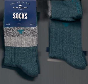 2 Paar Socken, Baumwollmix, Polstersohle, gestreift / uni, 27-30 *TOM TAILOR* - Bild 1 von 1