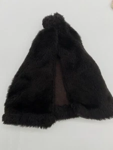 Vintage Barbie Doll Long Brown Fur Coat Sleeveless Snap Button Cape Shawl Fuzzy - Picture 1 of 6