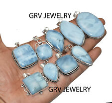100pcs Blue Owyhee Opal Gemstone Pendants 925 Sterling Silver Plated Wh-29