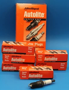 ALLIED SIGNAL AUTOLITE COPPER CORE #605 SET OF 6 SPARK PLUGS NEVER USED - Foto 1 di 4