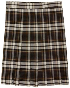 Girls Brown / Gold Plaid Pleated Skirt SV9002-H1 French Toast Sizes 4 - 18 - Picture 1 of 1