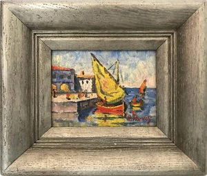 Impressionistic Dock Scene Oil Painting by Woodstock Workshop Artist H. Harvey - Picture 1 of 12