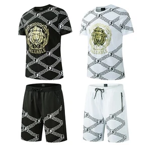 Nuevo Juego de Pantalones Cortos de Algodón para Hombre + Poliéster ESTAMPADO DE LEÓN Chándal Verano - Imagen 1 de 7