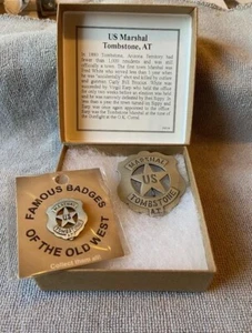Old Western US Marshal Tombstone A.T. Badge w / Hat Pin -Boxed - Picture 1 of 2