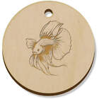 11 x 34mm 'Siamese Fighting Fish' Wooden Pendants / Charms (PN00070402)