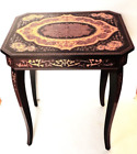 vtg ITALIAN MARQUETRY small TABLE WITH MUSIC BOX (NICE!)