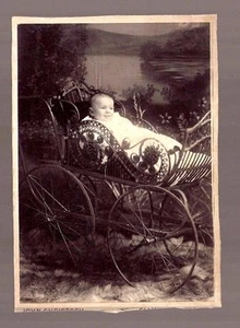 BEAUTIFUL BABY BUGGY STROLLER CABINET CARD PHOTO Victorian rare vintage art USA - Picture 1 of 2