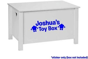 BOYS PERSONALISED NAME TOY BOX VINYL STICKER DECAL FOR CHILDENS FURNITURE CHEST - Picture 1 of 7