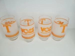 4 x Vtg Shell Oil Gas Collector Tennessee Volunteers Vols Logo Frosted Glass  - Picture 1 of 2