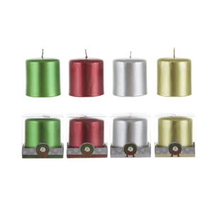 Mega Candles - Unscented 2.5"x 3" Metallic Pillar Candles - Assorted, Set of 4 - Picture 1 of 1