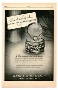 Anuncio de la revista CQ Ham Radio Bliley Electric Company para cristales de cuarzo (10/52) - Imagen 1 de 1