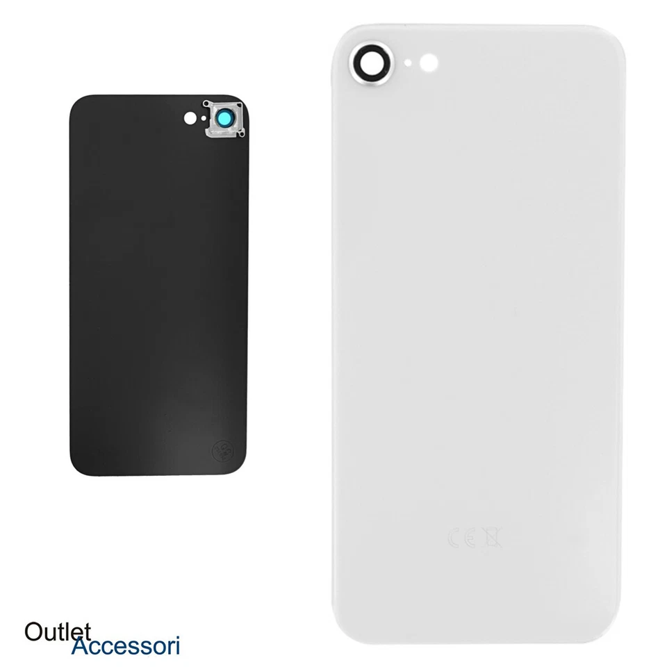 Scocca Copribatteria per Apple Iphone 8 Bianco Silver Vetro Camera Back Cover - Immagine 1 di 1