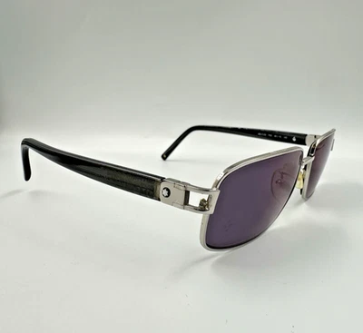 Monturas Montblanc MB212 F83 58-15-140 de colección, negro/gris oscuro y plateado con estuche Foto 1 de 4