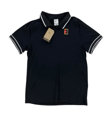 全新 Nike Court Heritage 网球 Polo 衫 黑色 修身 男式 尺码 S FQ2101-010 — 第 1/4 张图片