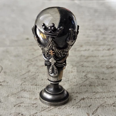 Sceau fin XIXè Napoléon III en Cristal Métal Argenté Alérion de Lorraine - Photo 1/4