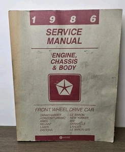 Dodge 1986 OEM Shop Service Repair Manual DIY Maintenance Guide Engine Body GTS - Bild 1 von 3