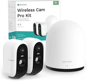WUUK 2K Telecamere Wifi Esterno Senza Fili, Stazione Base + 2 Cam - Imagen 1 de 8