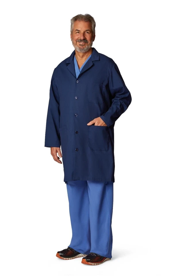 Knee Length Lab Coat, Navy, XXX-Large - Image 1 of 1