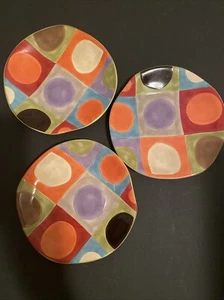 3er Set Pier 1 Imports Urban Dot 8,5" Salatteller eingestellt nicht mehr produziert - Bild 1 von 3