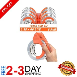 Heavy Duty Packing Tape with Dispenser Combo - 400 Yards, 6 Pack for Shipping - Picture 1 of 9