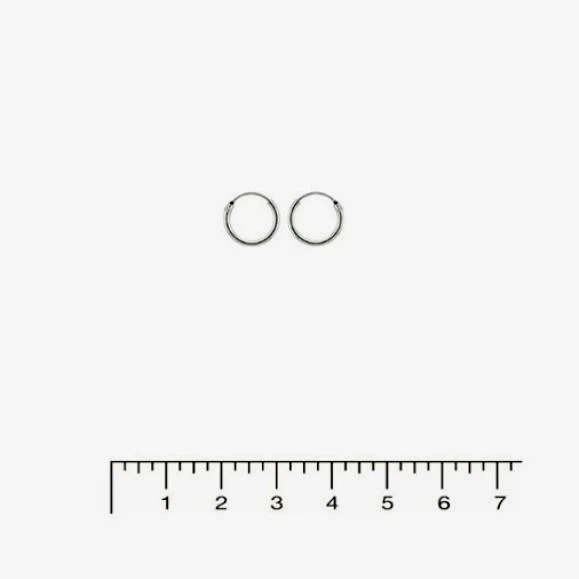 Tiny Mini Continuous Hoop Earrings Sterling Silver 925 Jewelry 1.5 mm x 8 mm - Image 1 of 1