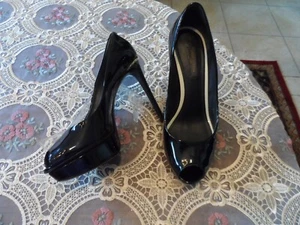 Louis Vuitton Black Patent Calf Leather Eyeline Peep Toe Heeled Pumps Size EU38 - Picture 1 of 23