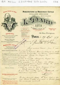 Paris XV ème 34 Rue Pérignon - Belle Entête Manufacture de Machines Outils 1909 - Picture 1 of 1
