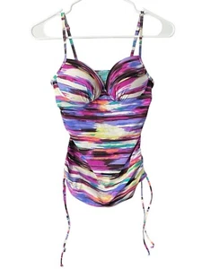 NWOT Spanx Love Your Assets Sara Blakely Purple Tie Dye Tankini Swim Top - Picture 1 of 14