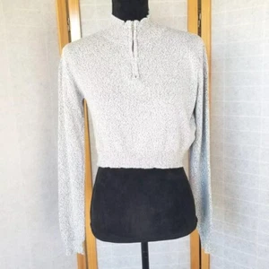 Brandy Melville Half Zip Crop Noella Sweater Long-sleeved Gray Small - Picture 1 of 10