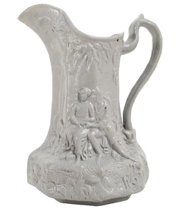 Paul and Virginia Salt Glaze Stoneware Pitcher Gray Drabware 5.875" Tall Vintage - Picture 1 of 10