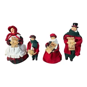 Juego de 4 estatuillas vintage victorianas de villancicos de Navidad de tela decoración navideña - Imagen 1 de 10